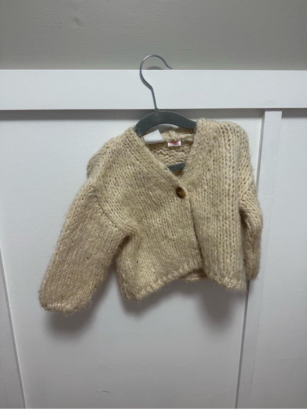 Zara Cream Chunky Knit Button-Front Kids Cardigan